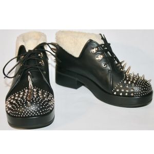 Gucci Spiked Studded Fur Booties Boots